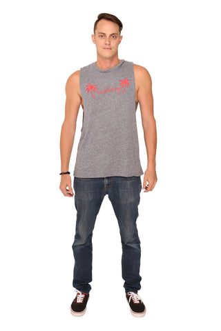 fabliving palm tree muscle tee (heather grey/red)