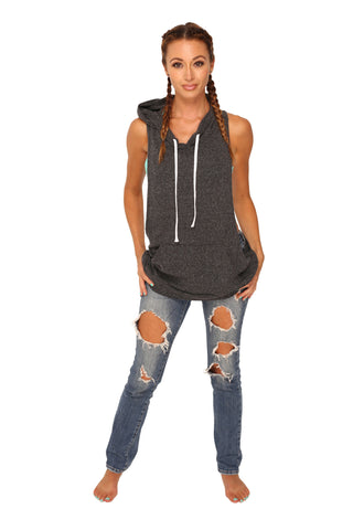 fabulous people solid racerback hoodie tank (charcoal grey)