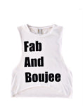 FAB AND BOUJEE women's crop muscle tee (white/black)